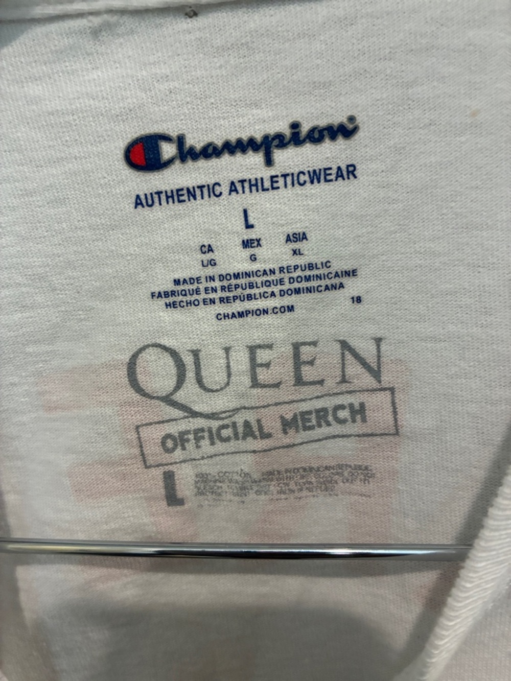 Champion White Short Sleeve Tee with Red & Blue Chest Logos - Picture 2 of 6